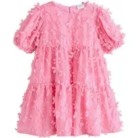 Next Tüllkleid Kurzärmeliges Kleid mit 3D-Blumendetails (1-tlg)