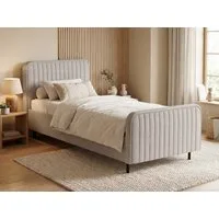 Beautysofa Polsterbett Lami 90x200 Einzelbett mit Bettkasten (Bett in modischen Beige- und Grautönen zur Auswahl, Jugendbett, Kinderbetten mit Stauraum), wahlweise mit Matratze oder ohne Matratze