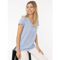 Zwillingsherz Kurzarmshirt "Positive Mind" V-Ausschnitt, Kurzarm, hinten etwas länger, Baumwollmischung
