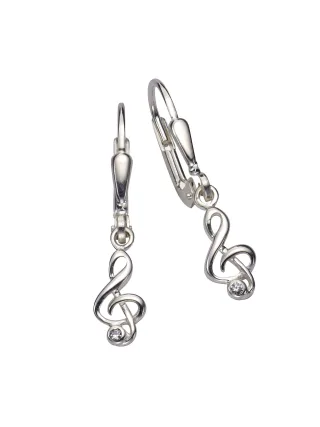 Zeeme Silber Ohrringe Silber 925 mit Notenschlüssel-Motiv