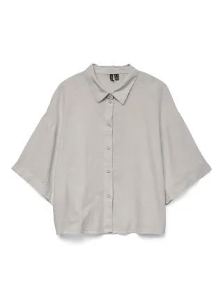 VERO MODA - VMLINN 2/4 SHORT SHIRT WVN NOOS Moon Rock - Gr. - S