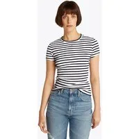 Tommy Jeans Kurzarmshirt TJW ESSENTIAL RIB SHORT SLEEVE EXT Baumwollmischung in gerippter Struktur, Slim Fit