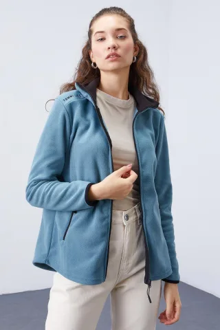 Damen Plüsch Zip-Front Sweatshirt