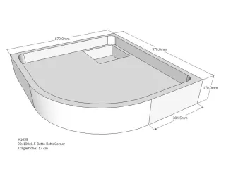 Neuesbad Wannenträger für Bette Corner 90x100x6,5 Viertelkreis SD22735