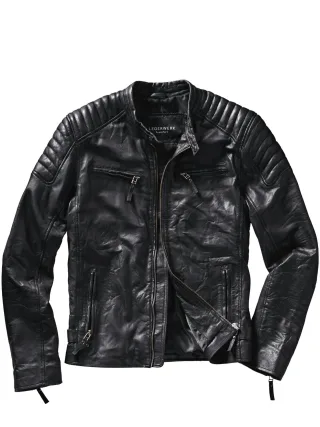 Lederwerk Herren Bikerjacke IV Schwarz Lammnappa
