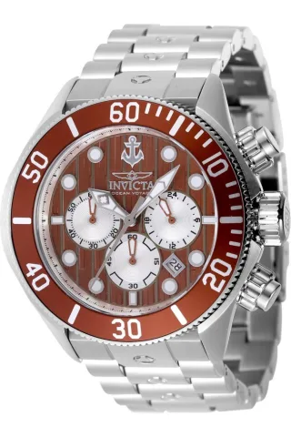 Invicta Ocean Voyage 47831 Herrenuhr - Quarzwerk - Edelstahl mit braunem Zifferblatt - 51 mm