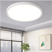 Nettlife LED Deckenleuchte Badezimmer Flach 30CM 24W Rund Weiß, Nicht Dimmbar, LED fest integriert, Warmweiß, Küchenlampe für Flur Küche Schalfzimmer Klassenzimmer