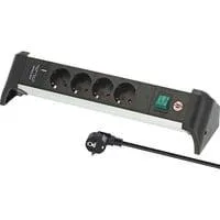 Alu-Office-Line Steckdosenleiste 4-fach, 2x USB, für den Schreibtisch schwarz/aluminium, 1,8 Meter Kabel, USB-A, USB-C PD, mit Sicherheitsschalter