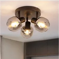 Nettlife Deckenstrahler Modern Rauchgrau Glas 3 Flammig Deckenspots E14 Schwarz Deckenleuchte, Schwenkbar 350°, LED wechselbar, Deckenleuchte Strahler für Flur Küche Wohnzimmer