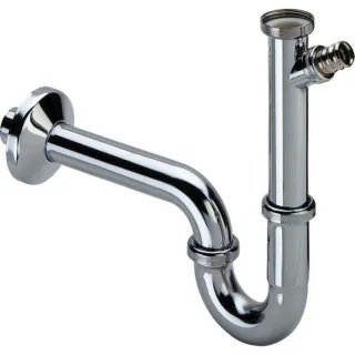 Viega Röhrengeruchsverschluss-Plus-Siphon 445577 G 1 1/4, Messing verchromt, mit Schlauchverschraubung G 3/4