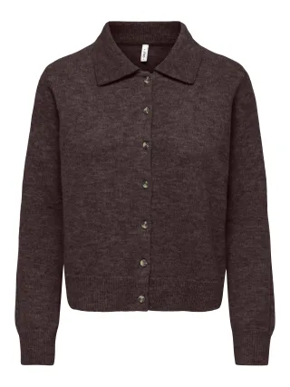 ONLY - ONLALIVIA LS POLO CARDIGAN KNT Coffee Bean - Gr. - M