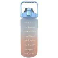 Botells Trinkflasche 2 Liter, Trinkmotivation mit Strohhalm, schöner Farbverlauf mit Henkel, auslaufsicher, BPA frei, für Camping, Reisen, Schule, Sport und Büro