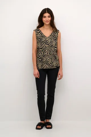 Ärmellose Bluse Regular fit Chinchilla/Black Animal Print