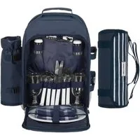 anndora Picknickkorb Picknickrucksack + Zubehör 15 teilig für 2 Personen, für 2 Personen - mit isoliertem Hauptfach - mit Picknickdecke