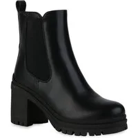 VAN HILL 839435 Chelseaboots Damen Chelsea Boots Stiefeletten Plateau Vorne Profil-Sohle