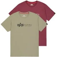 Alpha Industries Rundhalsshirt Label T 2 Pack (Packung, 2-tlg., 2er-Pack)