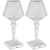 GLOBO LIGHTING LED Tischleuchte, LED-Leuchtmittel fest verbaut, Kaltweiß, Warmweiß, Neutralweiß, Tageslichtweiß, 2x LED Tischlampe Kristallleuchte Touchdimmer Akku USB Kabel klar