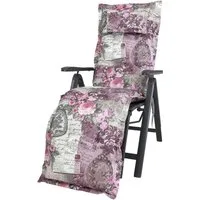 KETTtex Sesselauflage Relaxliege Rom 0798 rosa-grau Blumen Landhaus 170x50x9 cm KETTtex
