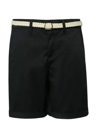 s.Oliver Red Label - Shorts mit geflochtenem Gürtel und Garment Dye schwarz - Gr. - 40