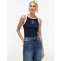 Tommy Hilfiger Trägertop TH ROUNDAL SLIM TANK TOP Materialmix, Stretch, slim fit