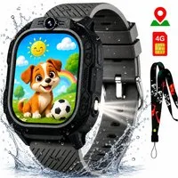 ibettertec Kinderuhr Kinder Smartwatch 4G GPS Uhr mit Telefon, Kamera, SOS Smartwatch (20 cm) Taschenlampe & Trageband, Kinderuhr mit Touchscreen, Anruf, Videoanruf, Schrittzähler, Wecker