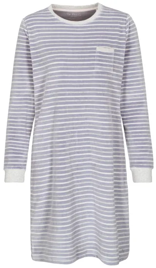 IN LINEA - Da.-Sleepshirt Velours silver stripe - Gr. - 50
