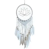 Saraswati Traumfänger Traumfänger "Lotus" (26cm) mit Makramee und Holzperlen, beige 26x80cm