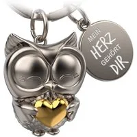 FABACH Schlüsselanhänger Eule "Owly" mit Herz und Gravur "Mein Herz gehört dir"