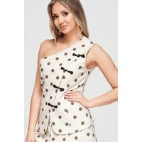 OMBRE Blusentop Damen Blusentop Slim Fit Elegant mit asymmetrischem Ausschnitt Taupe S (kein Set, 1-tlg) Slim Fit