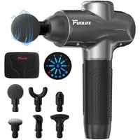 FunLife Massagepistole Tiefengewebe Massagepistole 12 mm Hub, Komplett-Set, 6 Aufsätze, Tasche & Geschenkverpackung, 10 Stufen · USB-C · unter 45 dB
