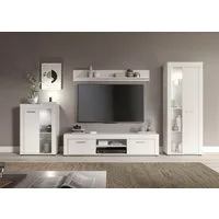 OTTO home Wohnwand AOSTA, Breite 310cm, 4-teilige Wohn-Kombination, (4-St., bestehend aus: Vitrine, Lowboard, Wandboard & Vitrine hoch), Wohnwand, Kombination, Anbauwand, Möbel Set, Schrankwand, Möbel Kombi
