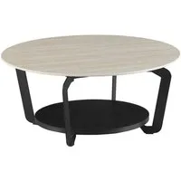 PREISBRECHER Couchtisch David, in Travertin, schwarz, Keramik, Metall, MDF - 40x90cm (HxD)
