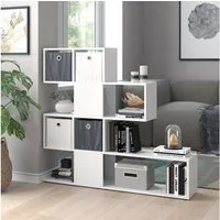 Vicco Raumteiler Hylda, Weiß, 124.4 x 113 cm mit 4 Faltboxen, 1-tlg.