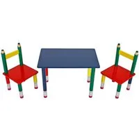 colourliving Kindersitzgruppe Kindertischgruppe Bleistift bunt - farbenfrohes Kindermöbel Set, originelles Bleistift-Design mit kinderfreundlicher Sitzhöhe