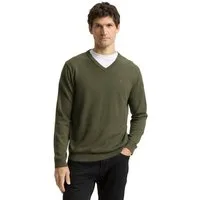 TOM TAILOR V-Ausschnitt-Pullover mit kleiner Logo-Stickerei