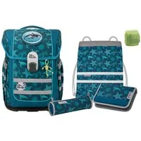 McNeill Schulranzen McOcean SEALIFE Schultasche 1. bis 4. Klasse (Set, 6-tlg., inkl. Federmäppchen gefüllt und Regen-/Sicherheitshülle), Schultasche 1. Klasse für Jungen und Mädchen, Meeres-Tiere Wal