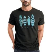 Neverless Print-Shirt Herren T-Shirt Surfing Fashion Aufdruck Long Beach Surfboard Sommer mit Print