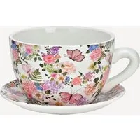 Seyila Home Pflanzkübel Pflanztasse aus Keramik mit Unterteller,Blumentopf