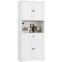 Homfa Küchenbuffet Küchenschrank Buffetschrank Vorratsschrank mit 4 Türen und Schublade, verstellbaren Einlegeböden, 75x40x180cm