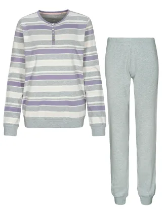 IN LINEA - Da.-Pyjama Interlock shadow stripe - Gr. - 40