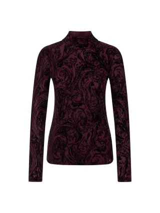 Marc Cain Collections - Transparentes Shirt mit Samt-Details winetasting - Gr. - 40