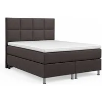 inter Boxspringbett Miami Webstoff mit 7-Zonen Taschenfederkernmatratze und Topper (140x200 cm, Anthrazit mit 7 Zonen Taschenfederkernmatratze und Topper), Taschenfederkern-Komfort, gepolstertes Kopfteil, inklusive Matratze