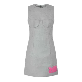 Off White - "Sheath" Minikleid für Damen, Wolle, Ärmellos (Grau)