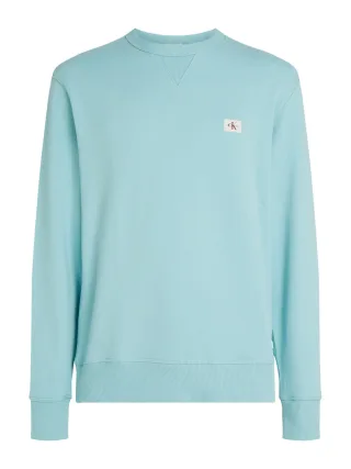 Calvin Klein - Sweatshirt aus Baumwollfrottee mit Aufnäher blau - Gr. - XL