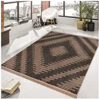 TaraCarpet Teppich Outdoor & Indoor Teppich wetterfest Borneo Premium Sisal-Jute-Optik, rechteckig, Höhe: 7 mm, Balkon Terrasse Wintergarten Karo Wohnzimmer Esszimmer 80X150