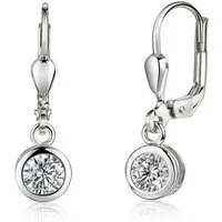 Firetti Paar Ohrhänger Schmuck Geschenk Silber 925 Ohrschmuck Patentbrisur Solitär Glitzer, Made in Germany - mit Zirkonia (synth)