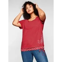 Sheego T-Shirt T-Shirt Kurzarm in 2-in-1-Optik mit Print und Tunnelzug
