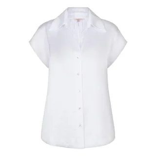 Esqualo - Kurzarm-Bluse in fließender Satin-Optik weiß - Gr. - 34