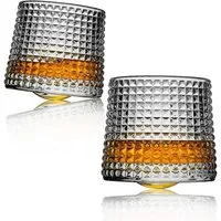 LuxusKollektion Whiskyglas Whiskygläser 2er Set 160ml Old Fashioned Kristall 2 Gitter