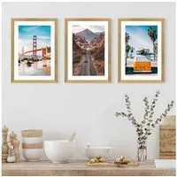 PHOTOLINI Bilderrahmen 3er Set modern mit bruchsicherem Acrylglas, Holz MDF, Fotos & Poster, für 3 Bilder (3er Set), Posterrahmen 20x30 cm zum Aufhängen & Aufstellen